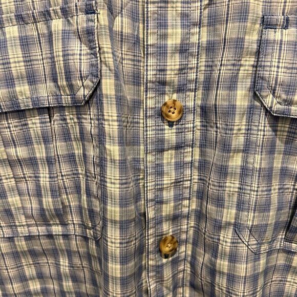 Duluth Trading Co Button Front Camp Shirt Mens XL Blue Plaid Polyester Nylon - Picture 5 of 7
